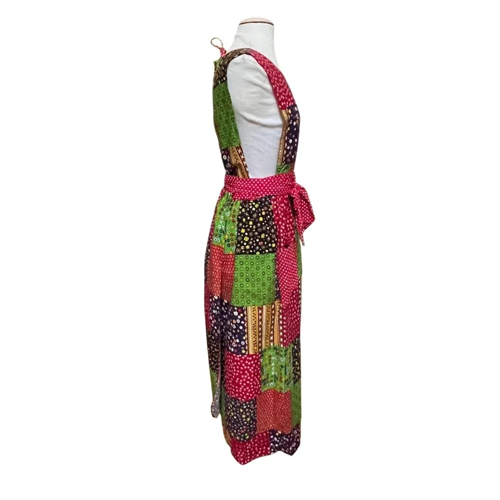 Vtg 70s Kenton Patchwork Full Length Apron Pockets  Cottagecore Boho‎ Japan OSFA